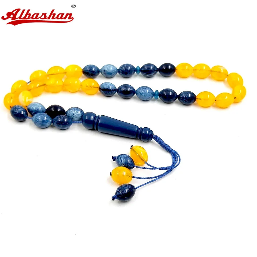 Tasbih blue resin yellow resin Misbaha bracelet 33 prayer beads arabic turkish fashion bracelet