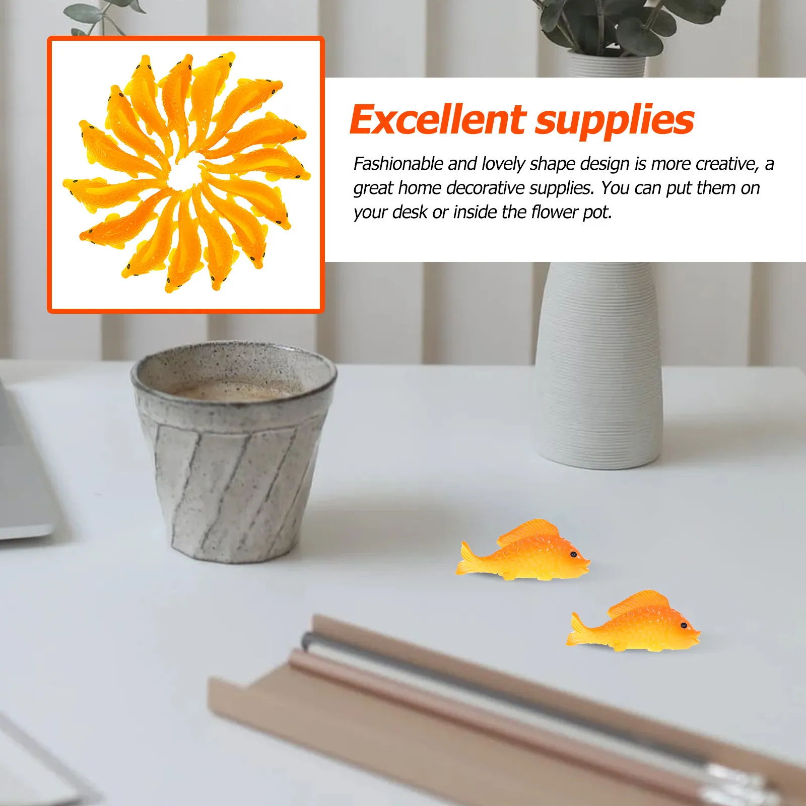 15Pcs Goldfish Resin Ornament Eco Friendly Sturdy Micro Landscape Decor for Home Office Bonsai Gardening Desktop Aesthetic Photo