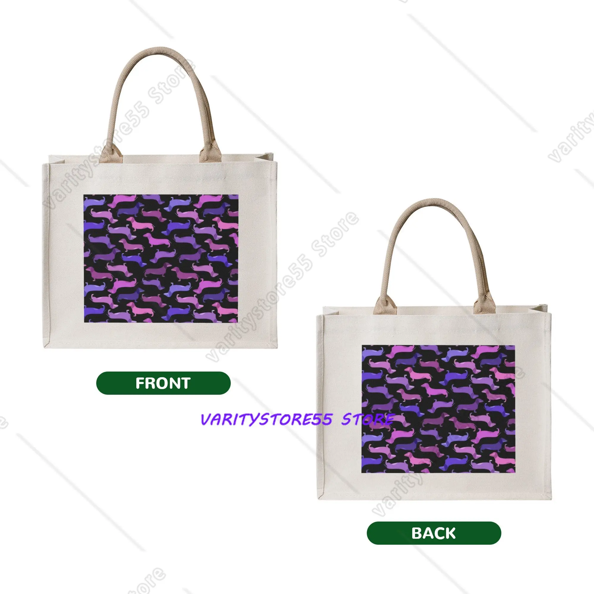 Reusable Cute Dachshund Sausage Dog  Shopping Bag Women Tote Bag Portable Puppy Animal  Grocery Shopper Bags