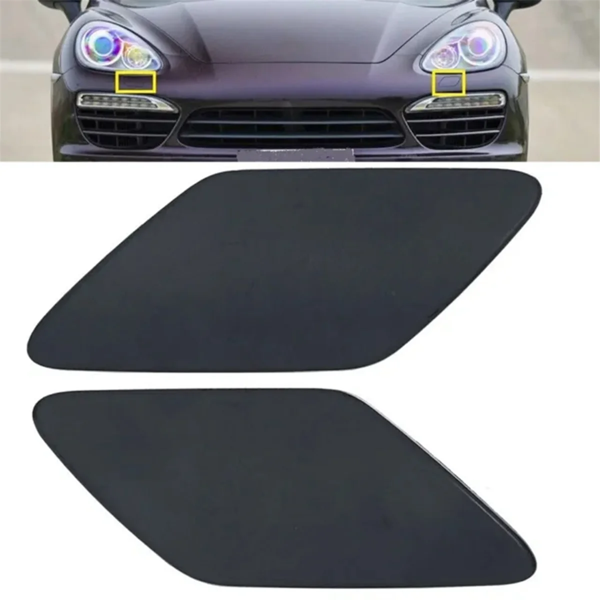 1 paio di coperture per sprinkler per paraurti anteriore, coperture spray per fari per Porsche Panamera 2014-2016 97050573100 97050573200