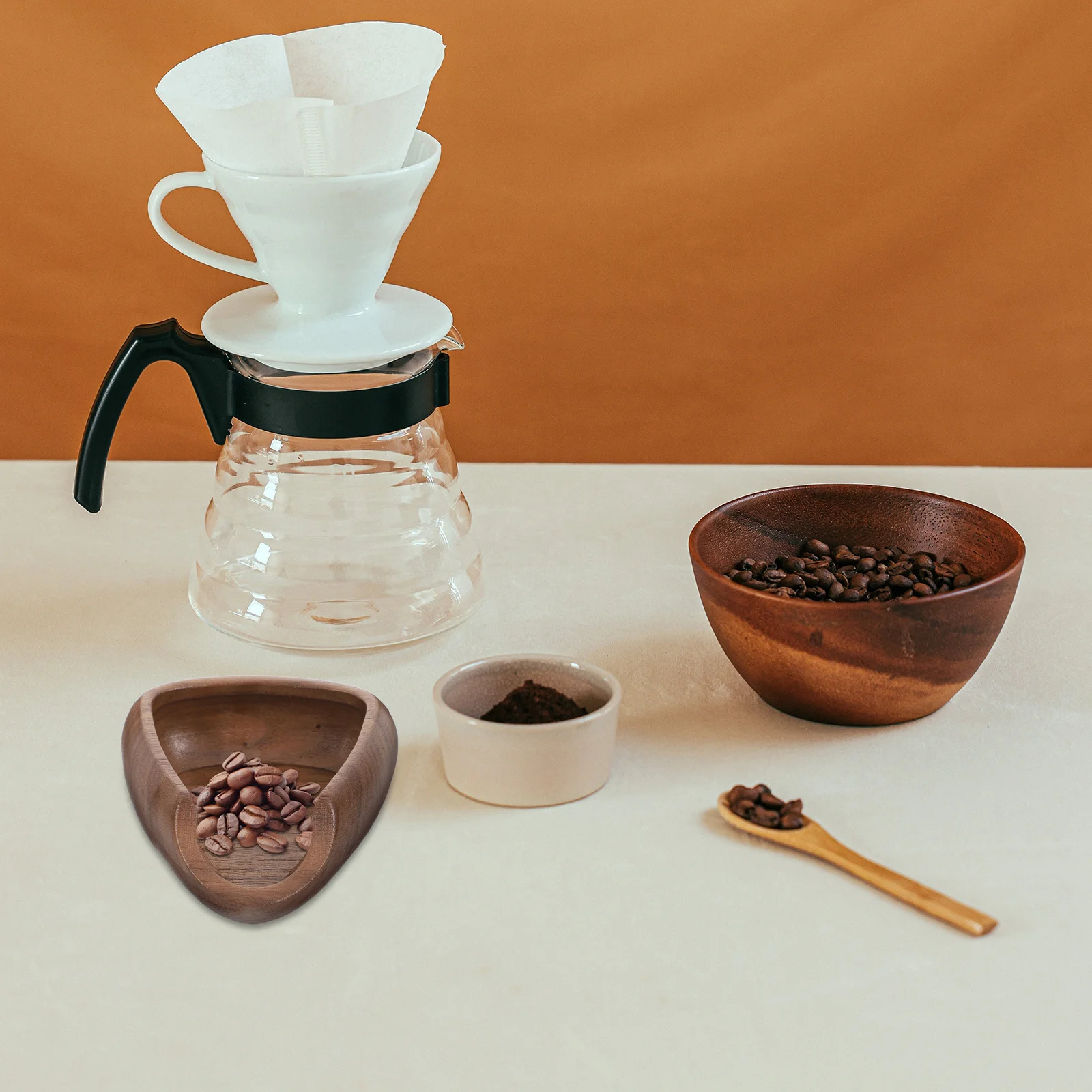 

Small Wooden Coffee Bean Scoop Espresso Dosing Tray Vintage Unfinished Dosing Cup for Coffee Bar Serving Display Measuring Bowl