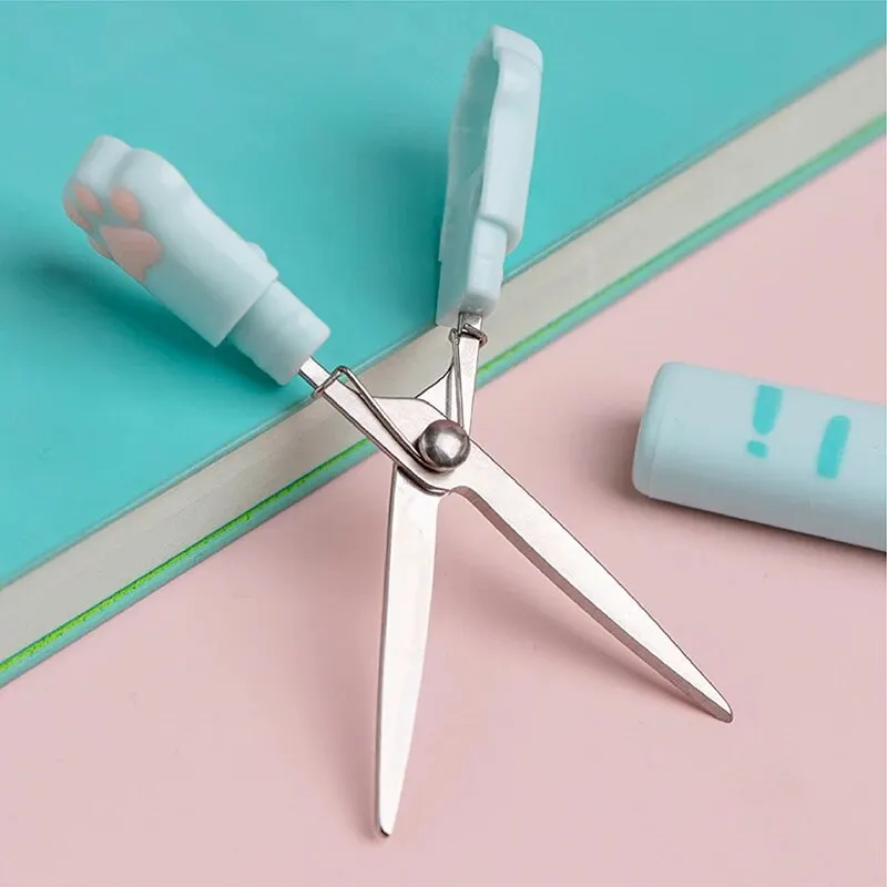 4 Pcs Correction Tape Scissors Utility Knife Ruler Cute Cat Paw Stationery Set Kawaii School Supplies for Cat Lovers