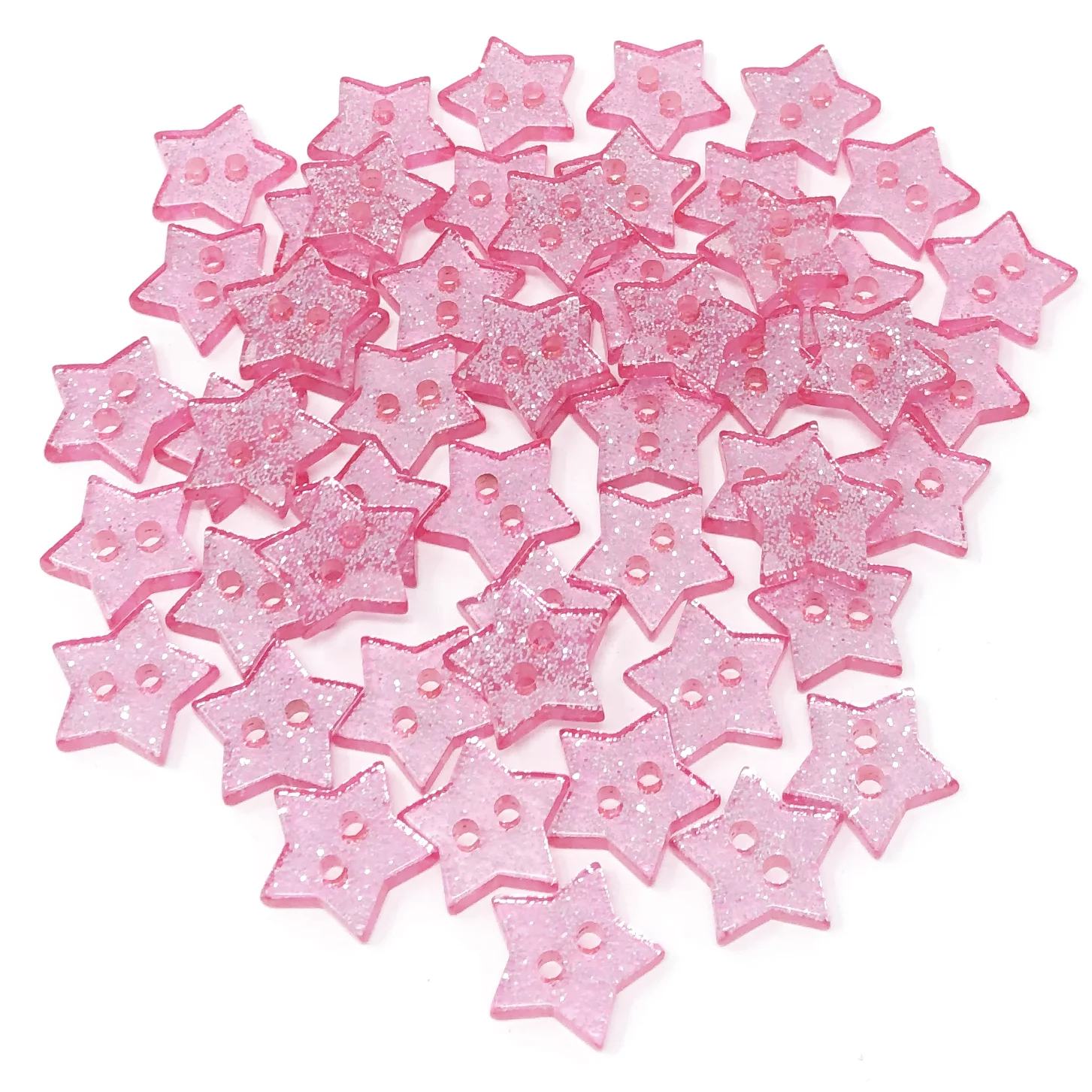 200pcs 14mm Resin Glitter Star 2 Holes Buttons DIY Dress Sewing Accessories Sparkle Christmas Embellishment For Cardmaking