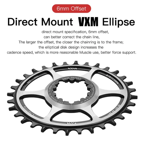 Imagen 2 del producto VXM plato ovalado de bicicleta Offset 6mm montaje directo para XX1 Eagle X01 X1 X0 X9,32T 34T 36T piñón de aleación de aluminio para bicicleta de montaña