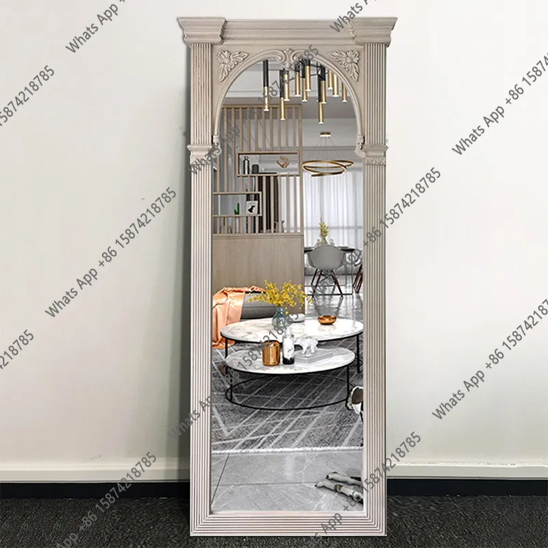 European carved full-length mirror American cloakroom full-body mirror creative wall-mounted decorative mirror customization