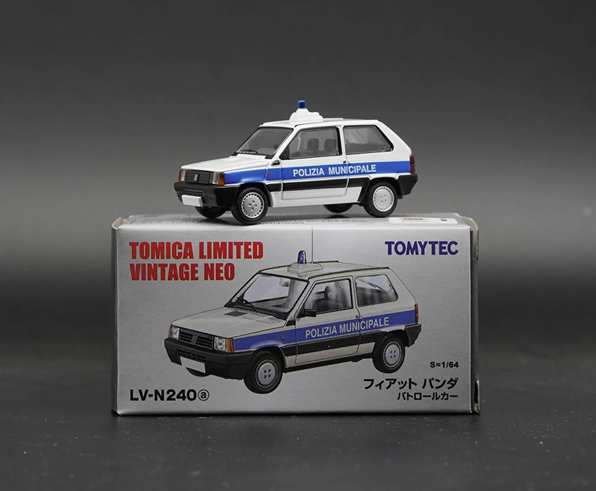 TOMICA TLV 1:64,240a Fiat panda Police car alloy die cast car model, children's birthday toys gift trendy accessories.