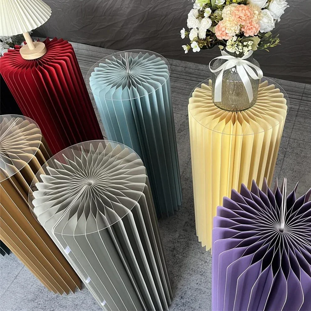 Folding Paper Cylindrical Birthday Decoration Ornaments Background Party Wedding Decoration Dessert Table Cake Stand Baby Shower