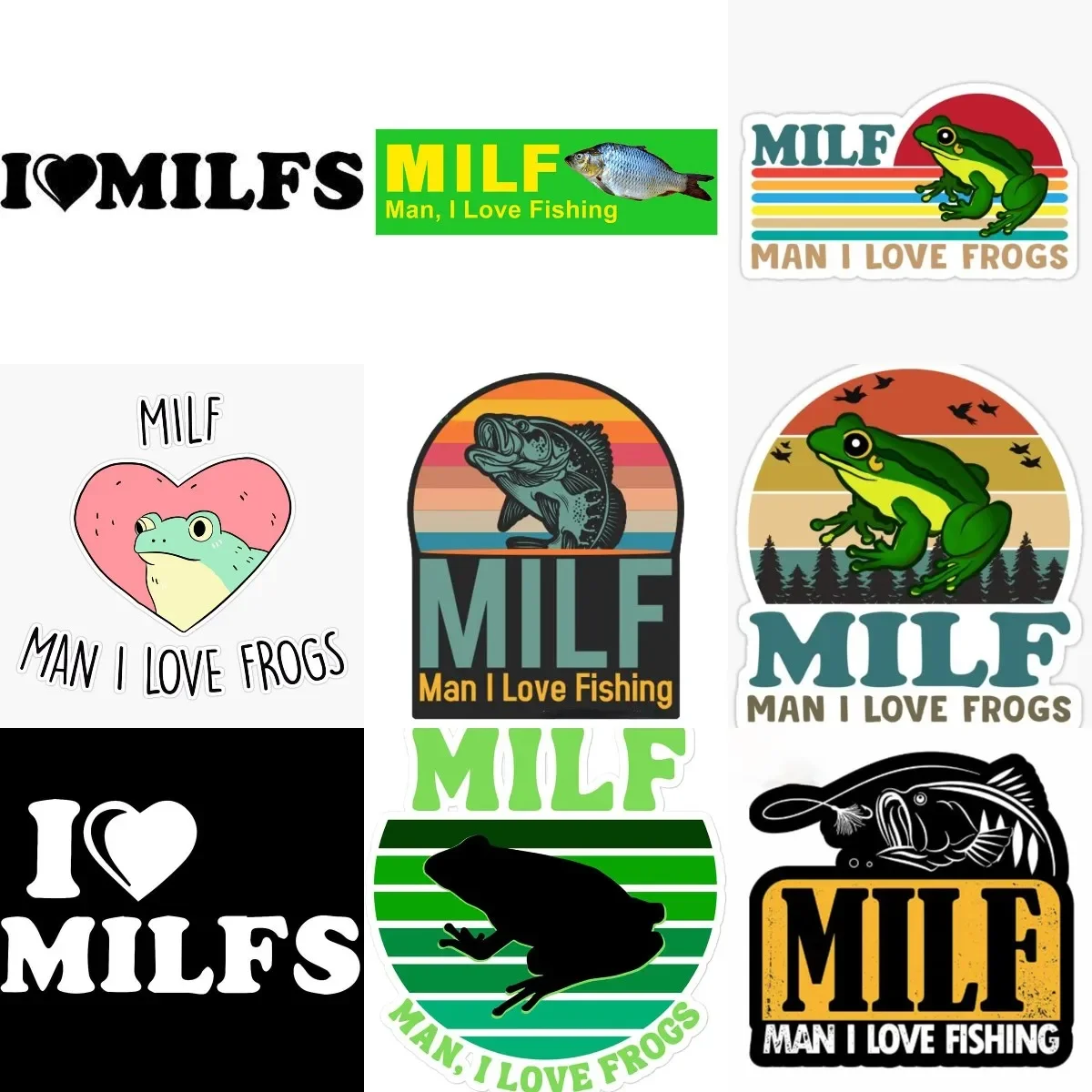 

MILF Man I Love Fishing Creative Sticker for Decorate Window Car Laptop Camper Van Bicycle Truck Wall Off-road Decal Accessories