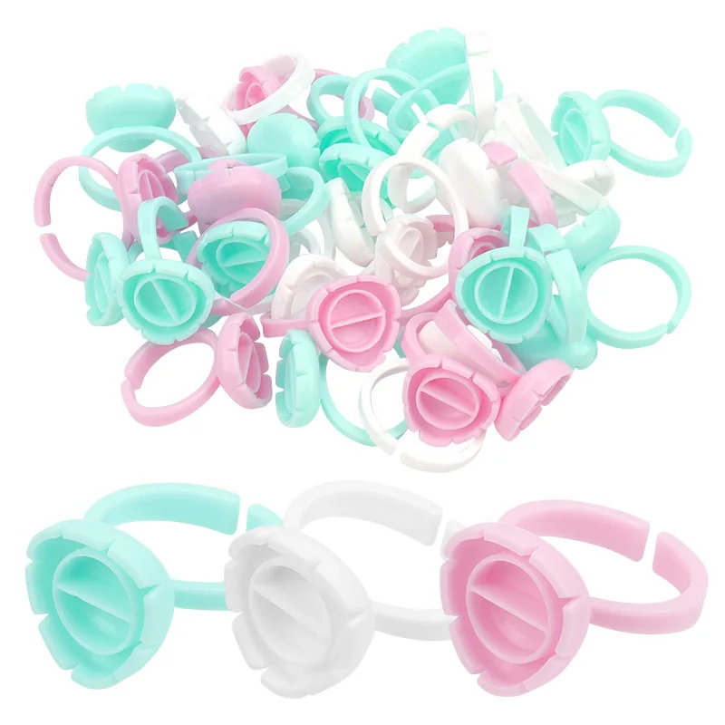 100PCS Glue Ring Cups for Eyelash Extensions Microblading Camellia Sun Blooming Cups
