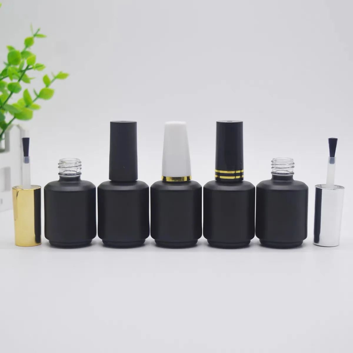 100Pcs 15ml Empty Nail gel Container Bottles Nail Polish bottles Matte Black Nail Glass Bottles Nail Art Oil Packing Bott