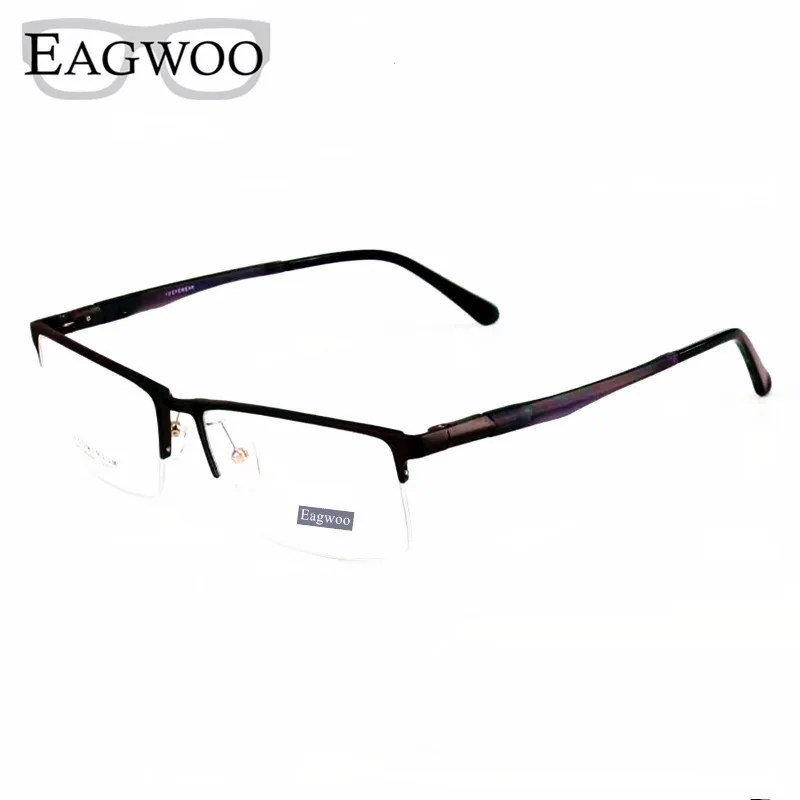 Aluminum Men Wide Face Prescription Eyeglasses Half Rim Optical Frame Business Eye Glasses Light Big Spectacle 60mm Wide Face