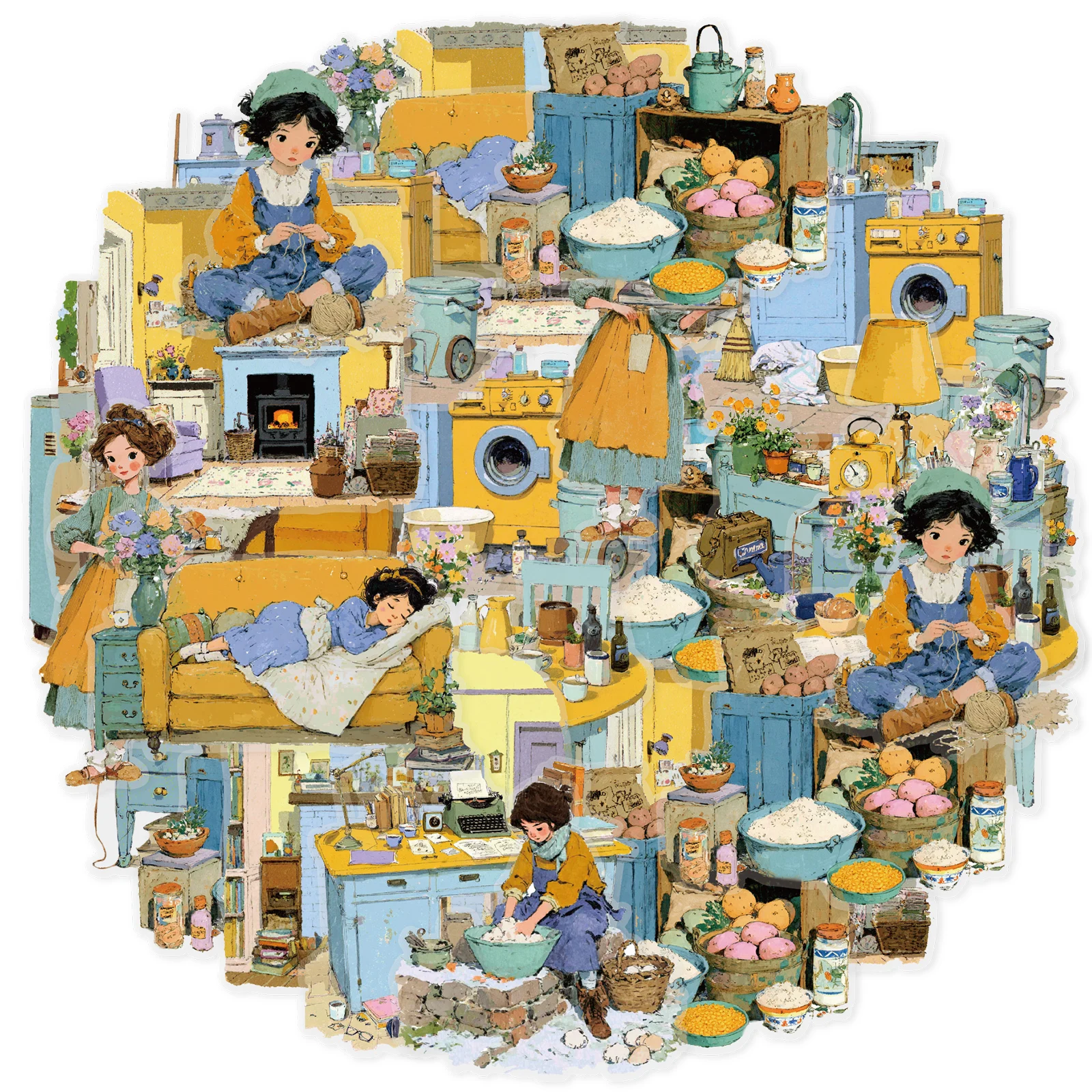 Etori Life Hausarbeit und Aufgaben, süßes Charaktermuster, Haustier-Aufkleberpaket für Scrapbooking-Zubehör, Raumdekoration, Fotoalben, Geschenktüten für Kinder, Backen, Versiegelung, Schulbedarf,