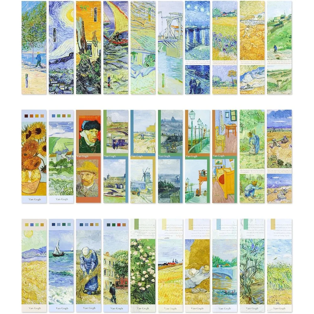 

30 Pcs Paper Bookmarks, Art Works Bookmark Bulk for Book Lovers, Aesthetic Bookmarks Set for Women Men, Fun Book Lovers Gifts (V