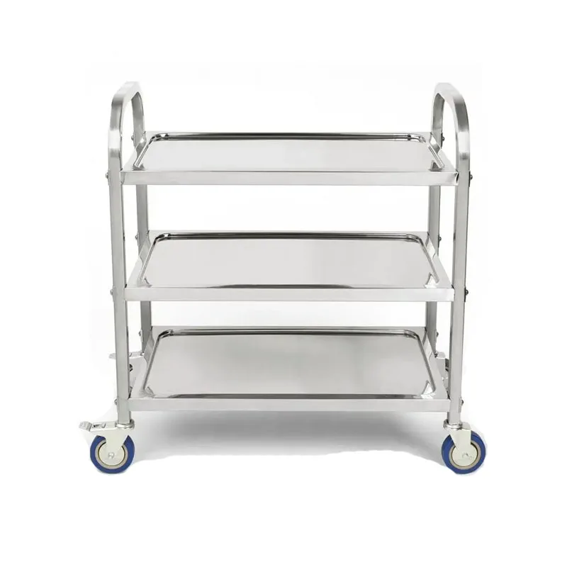 Mobile Dining Car Trolley Three-tier Stainless Steel Dining Car Home Kitchen Tea Cart Small Table Commercial Wine Car HWC