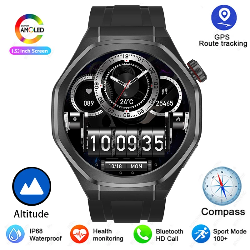 

Для HUAWEI Смарт-часы 5 Ultra Мужчины GPS Спортивный фитнес-трекер AOMLED HD Экран SOS NFC Bluetooth Вызов Бизнес умные часы 2025