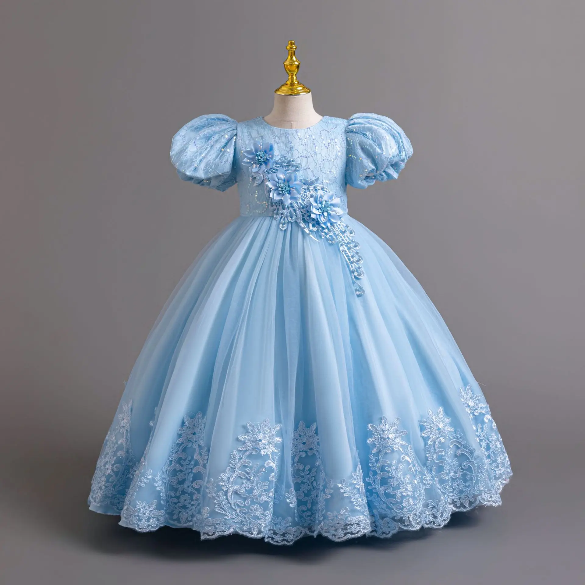 Girls Long Elegant Dresses Christmas Children's Evening Party Prom Red Clothing New Year Clothes 3 7 11 12 Years