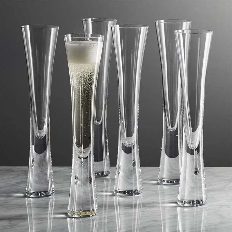 Glitter Handleless Champagne Glasses Clear Tulip Cocktails for Bar Party Wedding Bubbly Wine Glasses Gift Set
