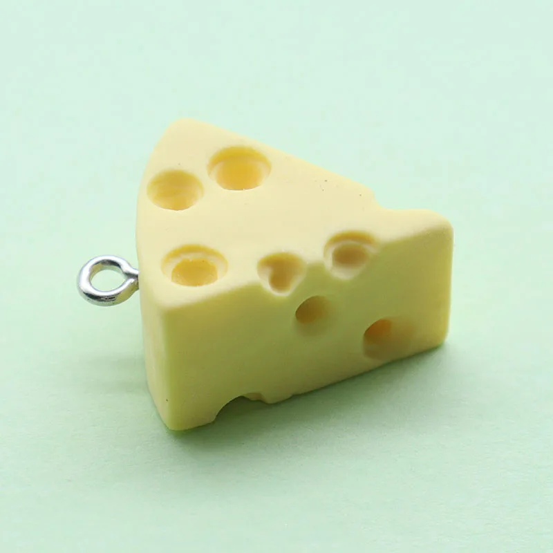 

5Pcs DIY New Hot Selling Colored Resin Food Toy Imitation Cheese Keychain Earrings Hair Accessories Bags Handmade Pendant