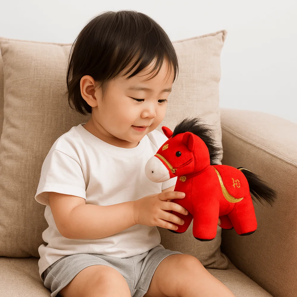 حظا سعيدا Kawaii أفخم الحصان دمية رقيق النمط الصيني زودياك المهر تمثال لينة القطن شغل ألعاب حيوانات محشوة هدية عيد ميلاد #2