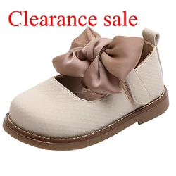 13,5-19cm Marke Neue Mädchen Einzigen Prinzessin Schuhe Khaki Solide kinder Flache Shose Kid Baby Bowknot Schuhe 2021 frühling Herbst Schuh