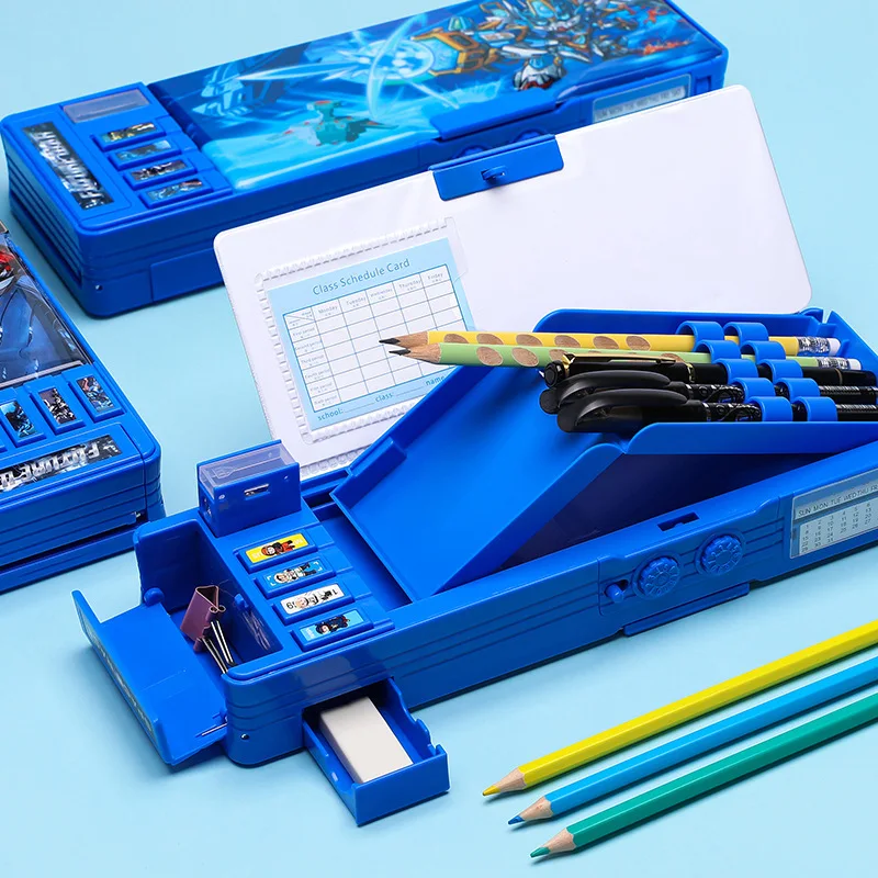 Password Lock Multi-function Button BoysGirls School Students Double-sided Large-capacity Pencil Case Deformation Stationery Box