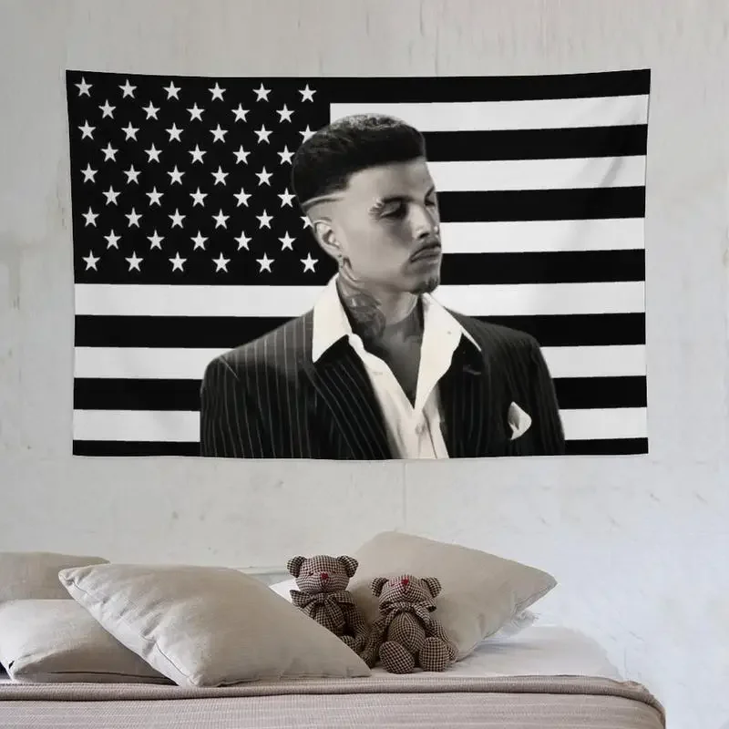 R-Rauw Singer A-Alejandro Black American Flag Bed Room Decoration Y2k Tapestry Decorative Home Objects Outdoor Decor Funny Flags