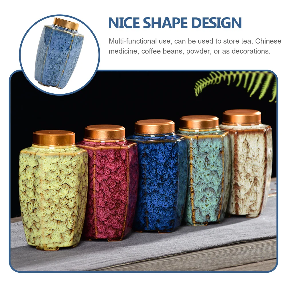 

Aluminum and Ceramic Tea Canister Sealed Storage Jar Unique Decorative Container for Home Hotel Office Multi-Functional Use