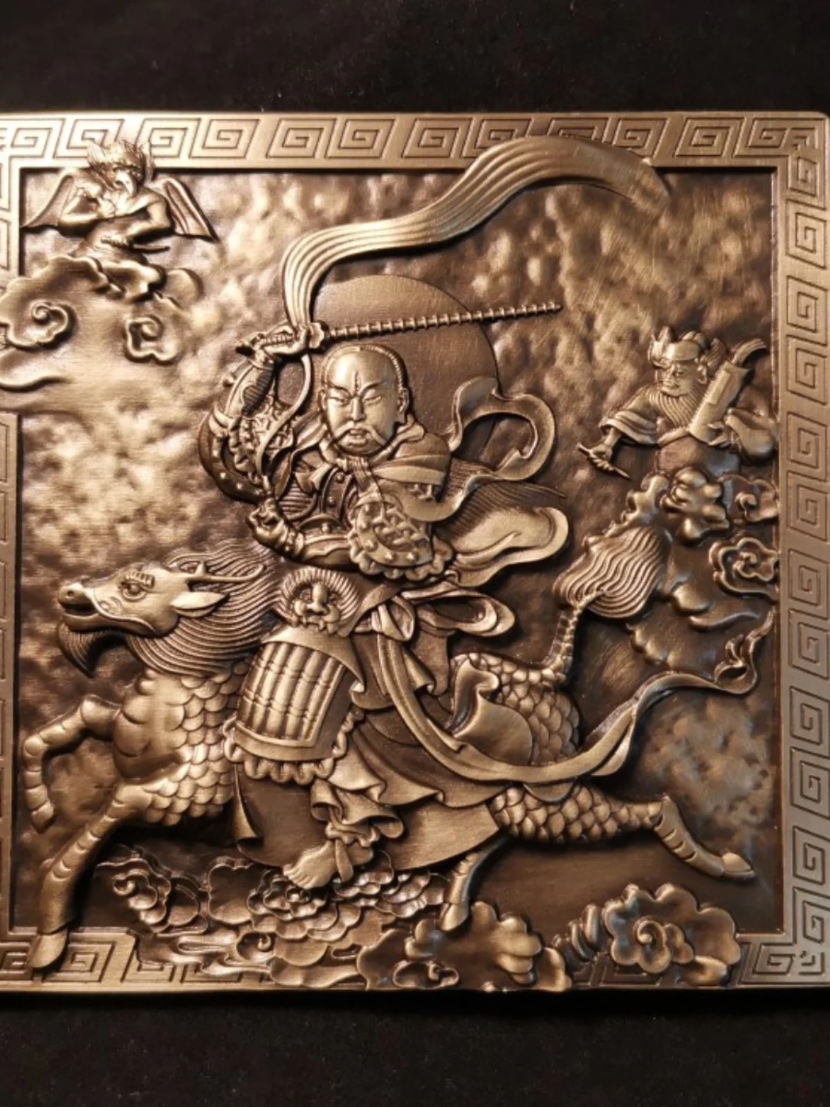 High-quality Sipei Jiutian Yingyuan thunder popularized the statue of God Leizu, offering a large bronze square card with retro