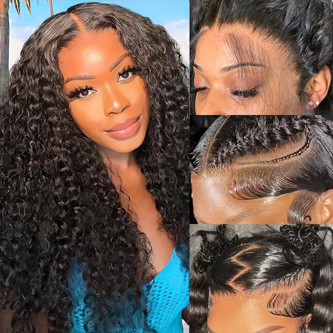 Deep Curly Lace Front Wigs Human Hair Pre Plucked 13x6 HD Lace Human Hair 13x4 Glueless Frontal Wigs For Woman Clearance Sale