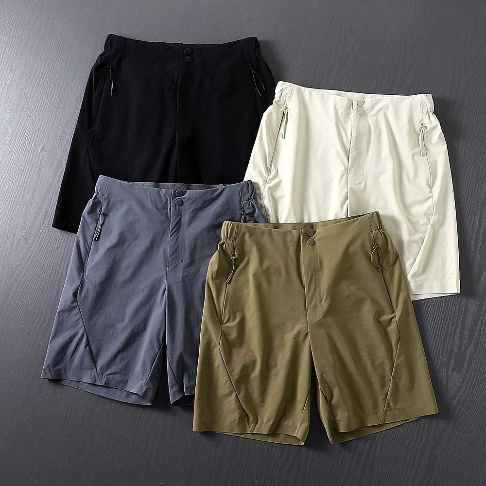 

Мужские повседневные дышащие быстросохнущие шорты для активного отдыха, модные городские, со средней посадкой, укороченные, прямого кроя, тонкая модель