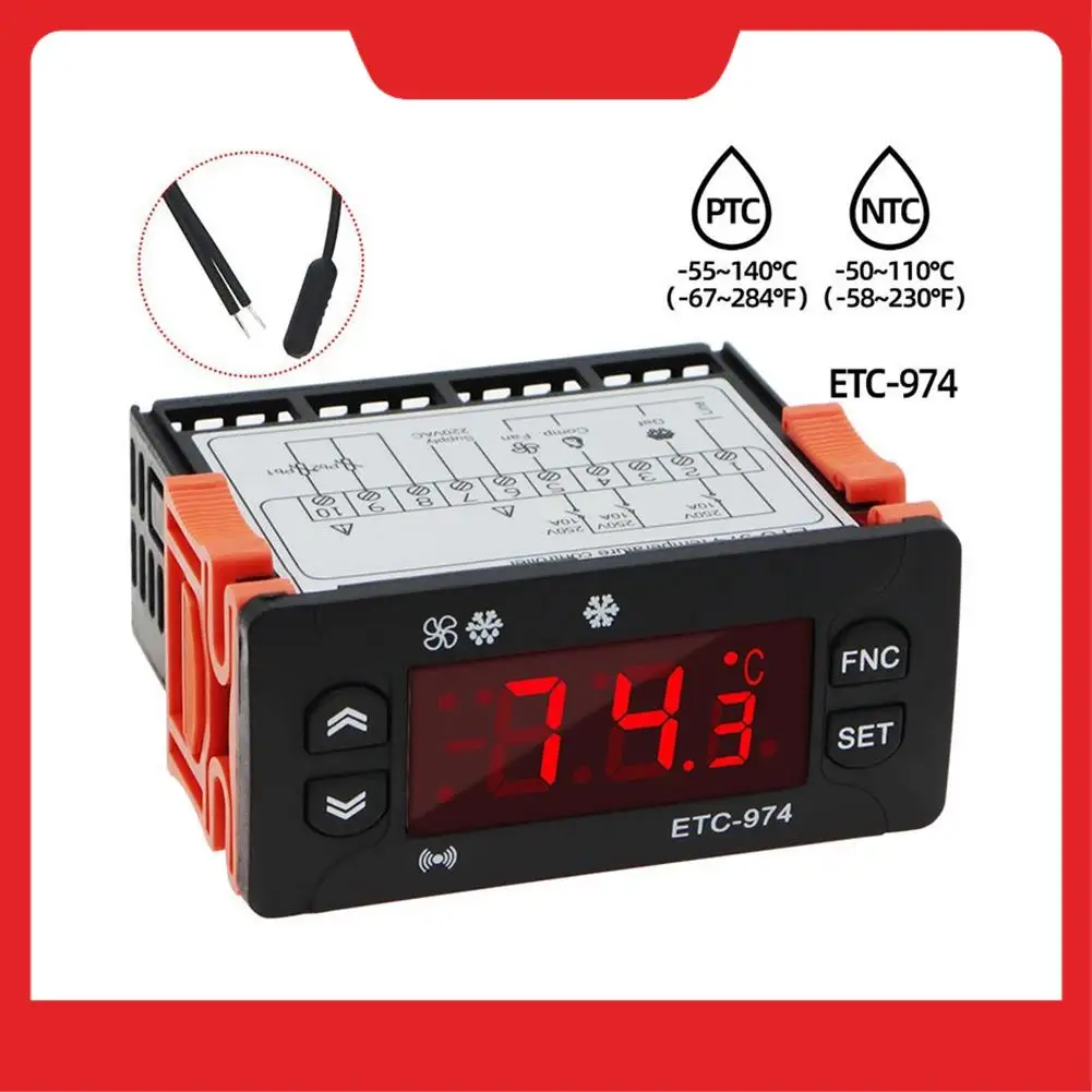 

A32HOT-ETC-961 Thermostat Temperature Controller Humidity Control Thermometer Hygrometer Refrigeration Alarm 220V NTC Sensor
