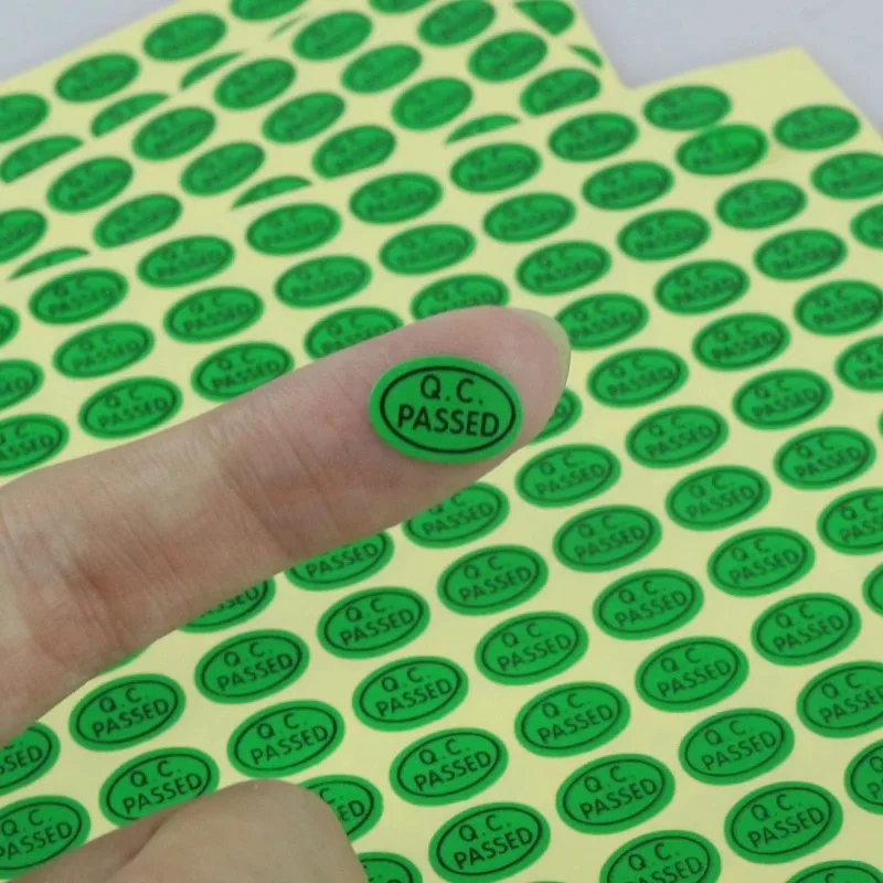 2700pcs/pack Oval QC PASSED Stickers Label Small Paper qc passed item inspection labels Gold/Green/White/Clear PVC