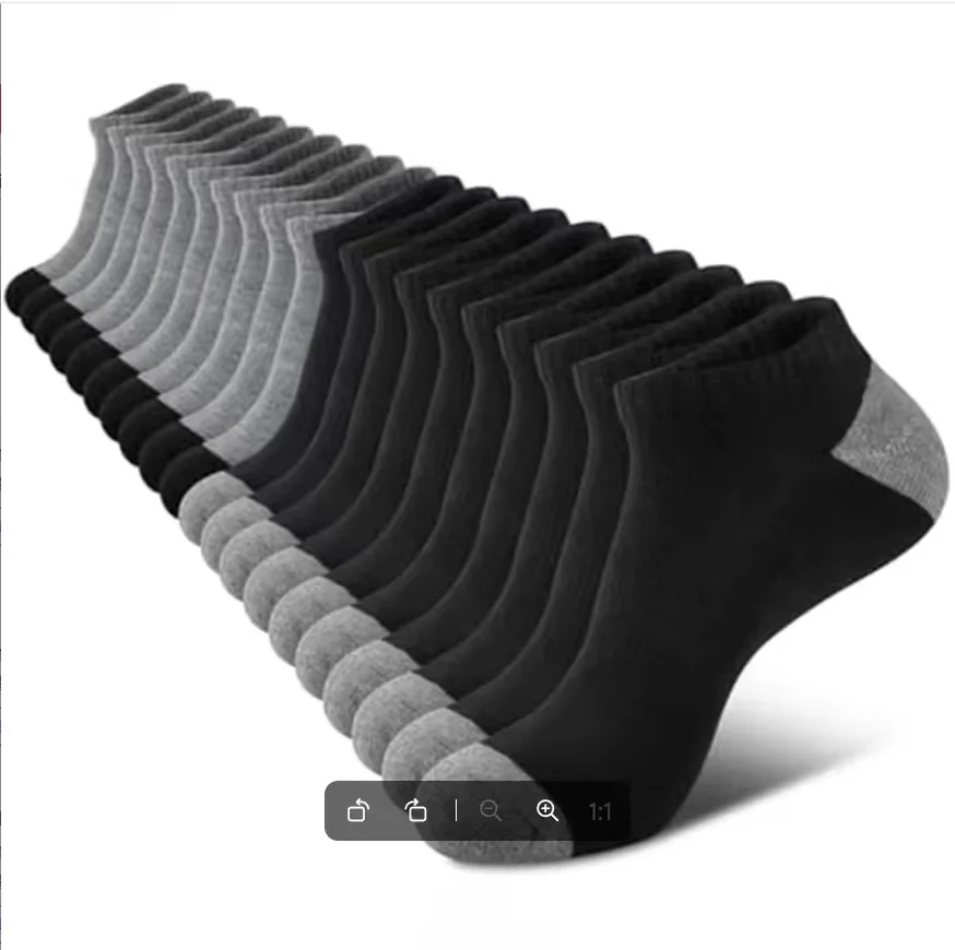 Meias Masculinas Reforçadas para Tornozelo 5/10, Meias Esportivas de Cano Baixo com Absorção de Umidade, Meias Casuais Duráveis para Corrida, Trabalho e Academia