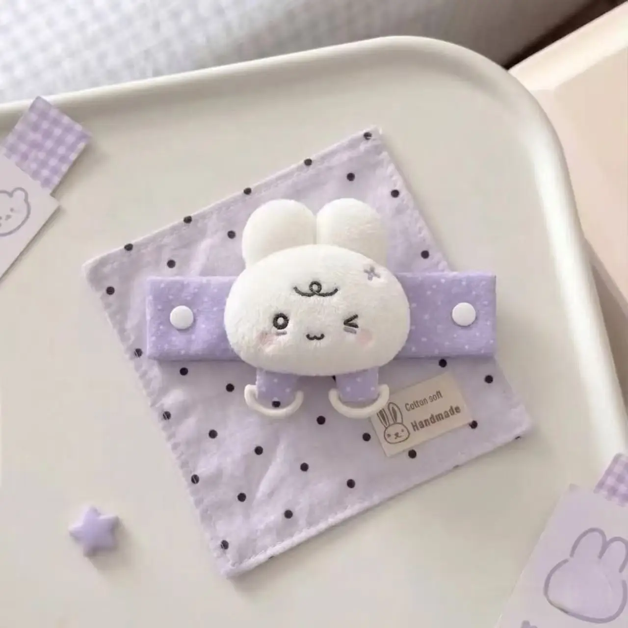 Korean Cute Plush Purple Rabbit Button Expansion Bag Cute Bag Pendant Doll DIY Decorative Cartoon Pendant Gift Birthday Cute Toy