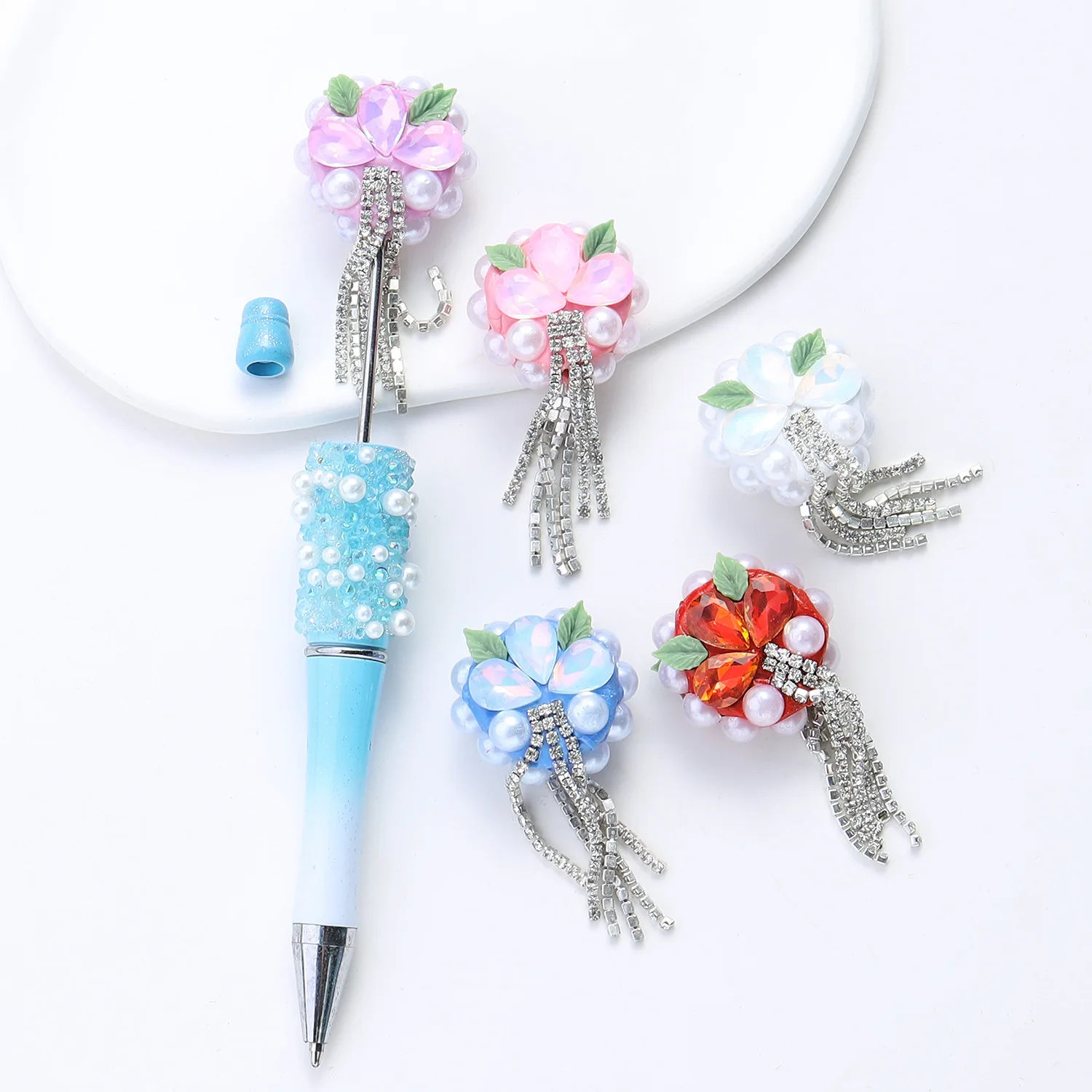 

Hot selling tassel flower cake drill ball can wear straight hole beads DIY beaded dot drill pen accessories