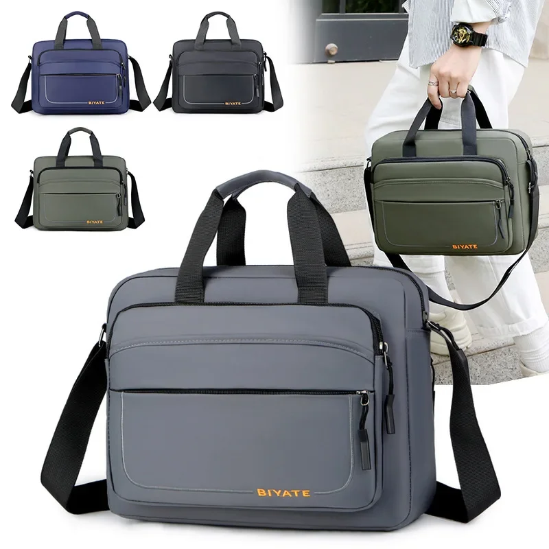 ผู้ชายสะพายไหล่แฟชั่นกระเป๋า Multi-Function Cross Body กระเป๋าถือแนวนอน A4กระดาษธุรกิจกระเป๋าสะพายข้างกระเป๋าเอกสารผู้ชาย