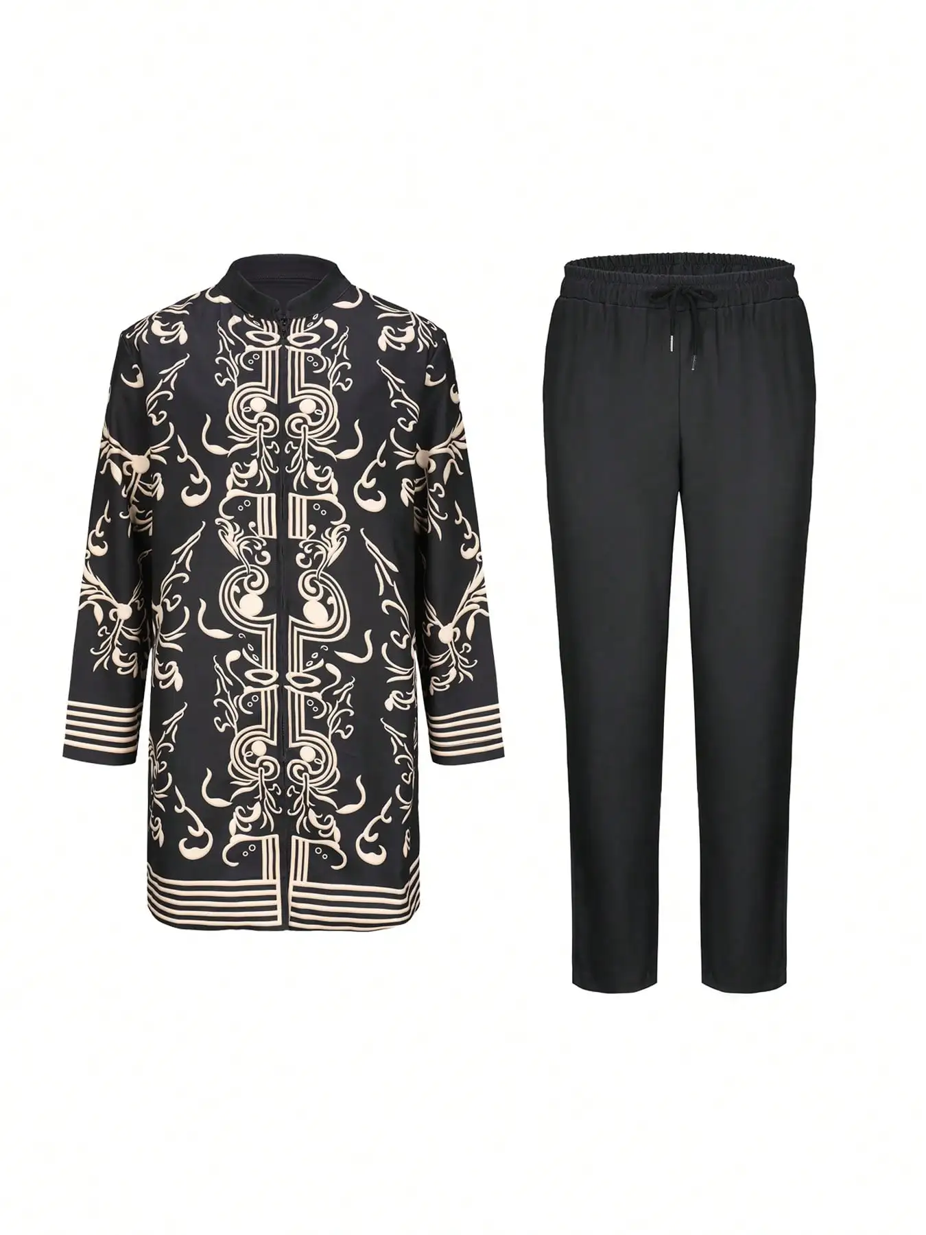 Muslim luxury men's suit long sleeve ethnic style printed jacket and casual pants 2 piece African style men's casual fashion tra