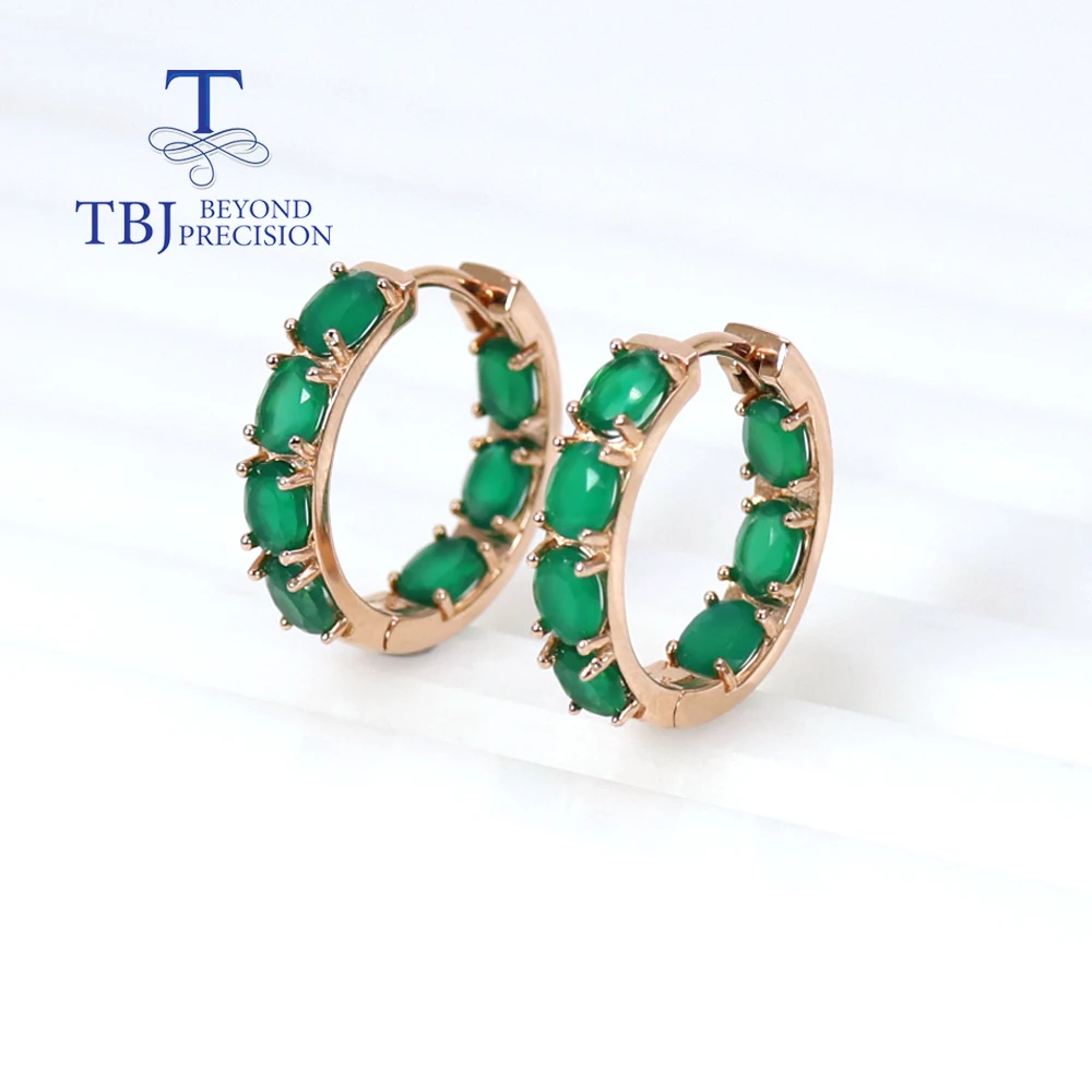 

Women's Fashion Design Oval Natural Green Agate Gemstone Earrings 4x5mm 925 Sterling Silver Rose Gold Fine Jewelry