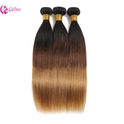 Color 1B/4/27 Straight Human Hair Bundles 8-24 Inches 3 Bundles Ombre Brazilian Virgin Hair for Black Women 100g/Bundle