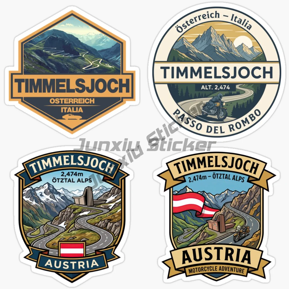 TIMMELSJOCH AUSTRIA Motorcycle Travel Commemorative Stickers Waterproof Self-adhesive for Motorcycle Helmets Car Laptop Decal