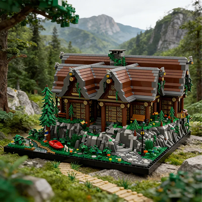 8440 pièces de construction modulaire, maison de montagne rustique MOC, blocs de construction modulaires personnalisables, design créatif, jouet d'assemblage DIY pour garçons, cadeau
