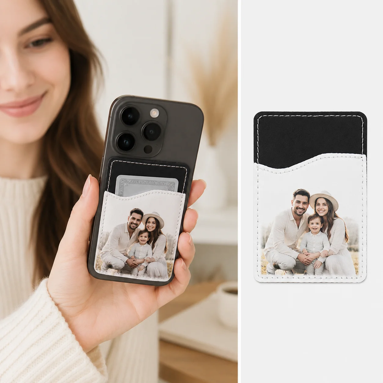 Customized Photo Portable Card Holder DIY Credit Card Pocket for Phone Case Men Women ID Credit Case Wallet Gifts for Parents