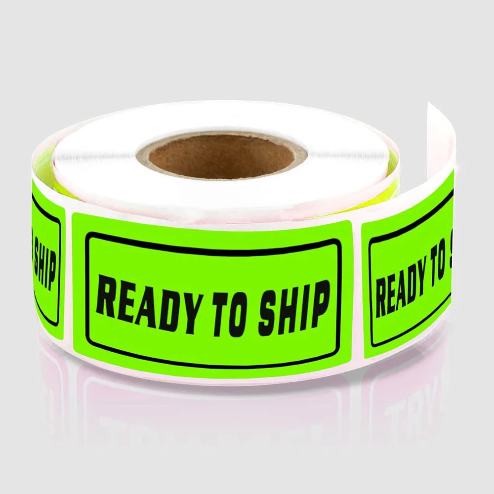 

Ready to Ship Green Fluorescent Shipping Label Stickers for Packing Mailing,1x2Inches,500Pcs