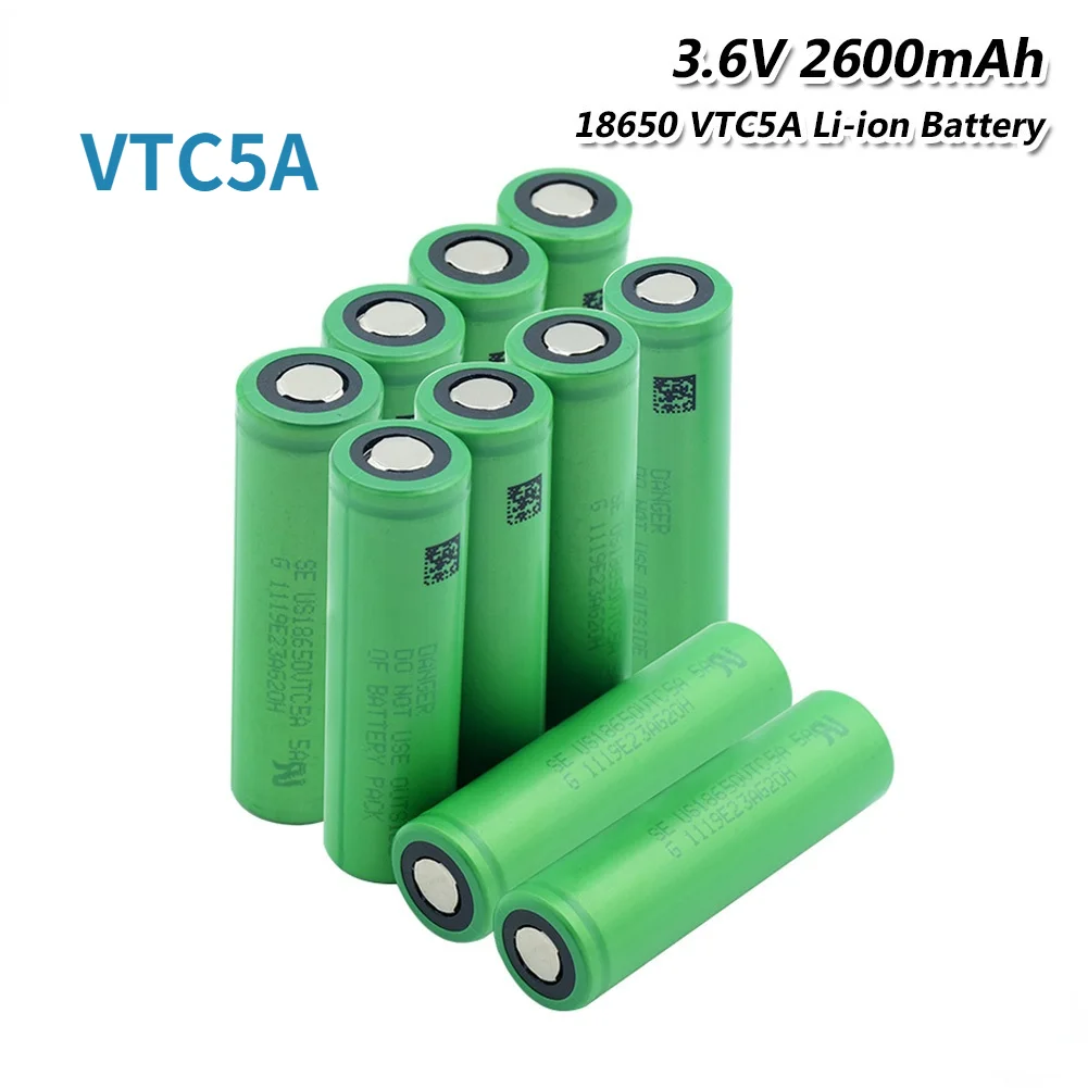 3.7V18650 Rechargeable Lithium Battery VTC5 2600MAH High Capacity Replace for LED Lamp Flashlight for Laser Pen Small Fan Tools