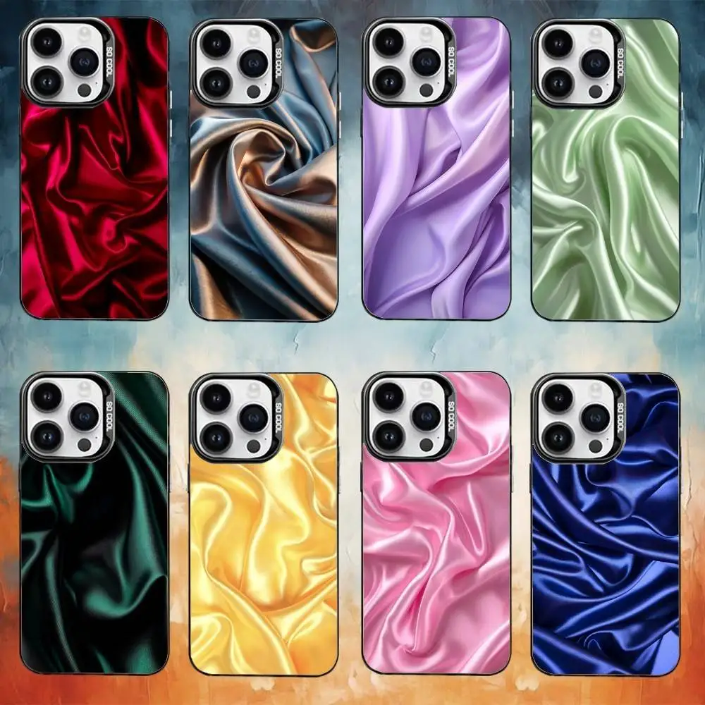 

Colorful S-Satin Art Phone Case For iPhone 17 16 15 14 13 12 11 Pro Max Plus Silver Matte Black Cover