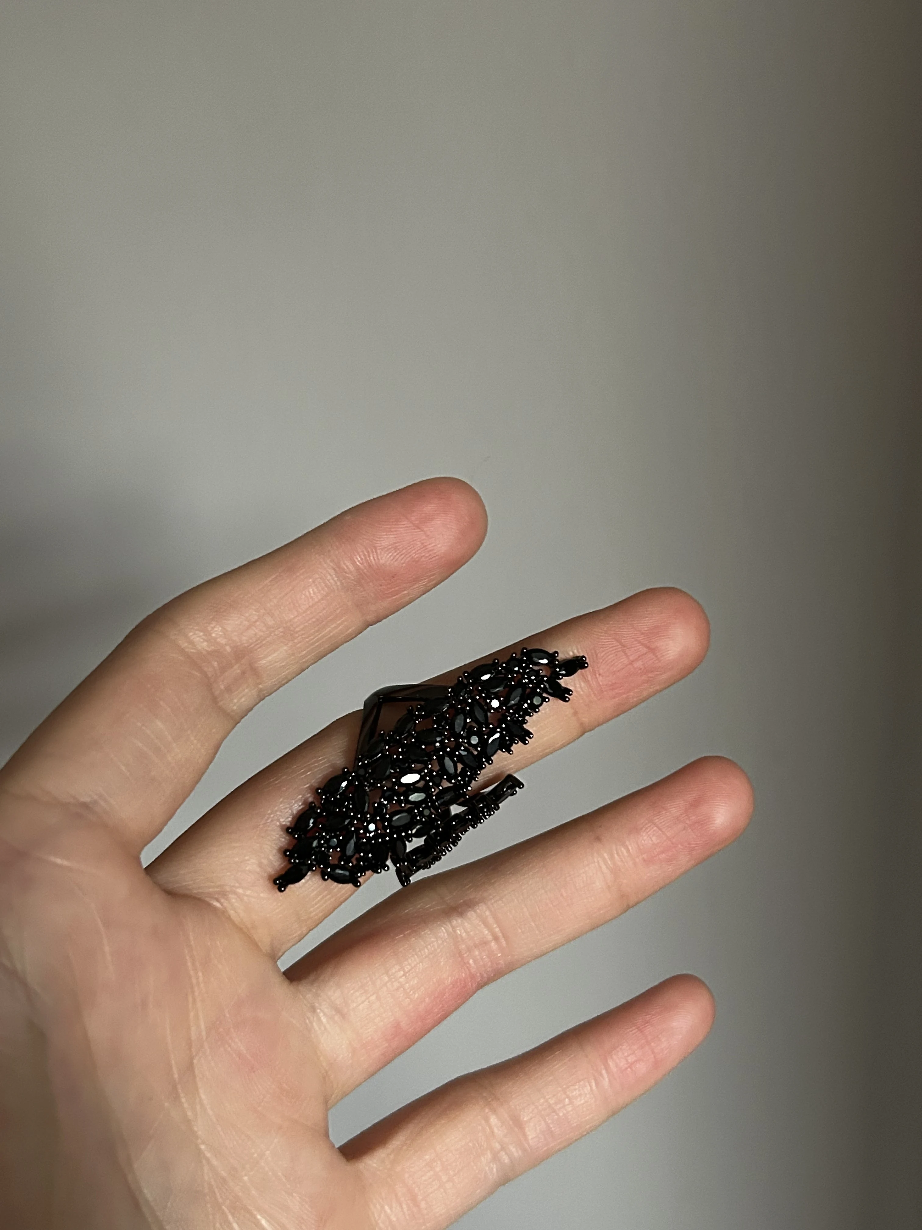classic teardrop black open ring shiny zircon Wheat exaggeration banquet adjustable sparkling cool girl fashion ring