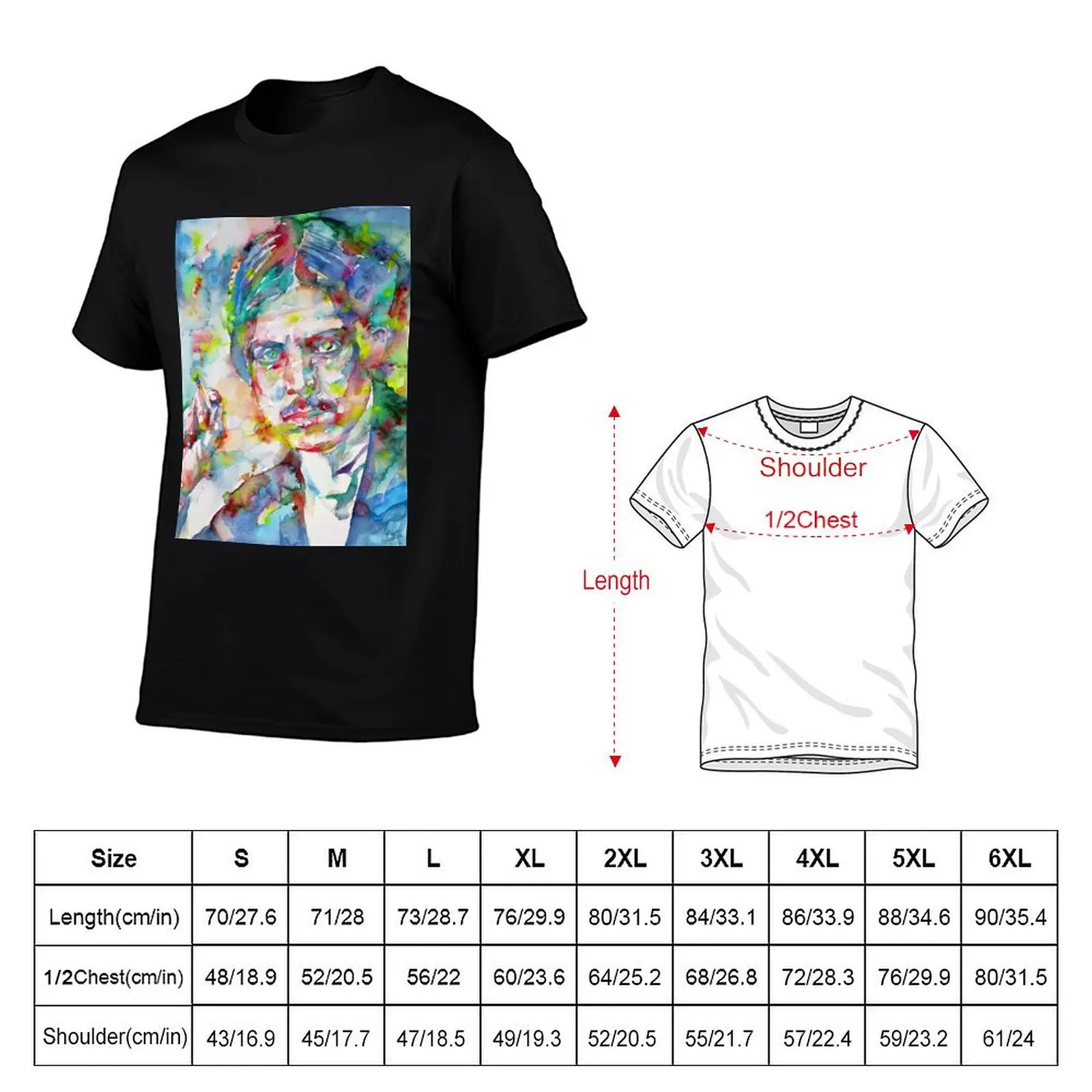 LEWIS WYNDHAM - watercolor portrait T-Shirt anime plain korean fashion blacks mens t shirts