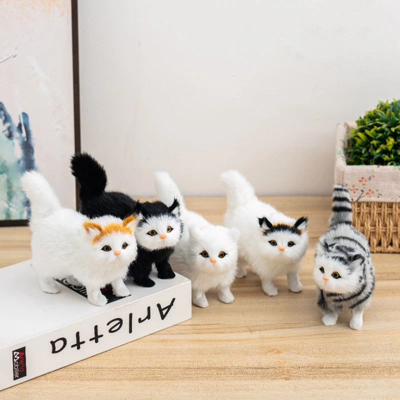 1PC Soft Stuffed Kitten Model Simulation Cat Plush Toys Fake Cat Realistic Animals For Kids Girls Birthday Valentine\'s Day Gift