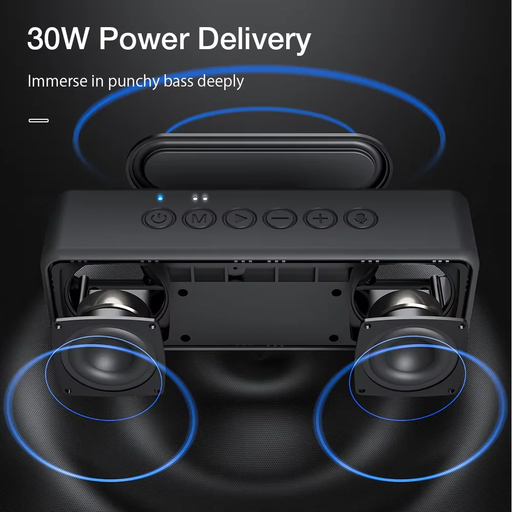 VR3 30W Loa Không Dây Bluetooth Di Động 3600MAh Đôi Trình Điều Khiển Bass TWS Âm Thanh Nổi IPX6 Chống Nước Thẻ TF AUX