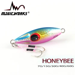 MAGIC WORKS Jigging Metal Jig for Sea 7g 15g 30g 40g 60g Fishing Lure Shore Spoon Saltwater Artificial Bait Tackle Perch Baits